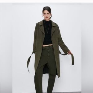 Zara Olive Green Trench Coat
